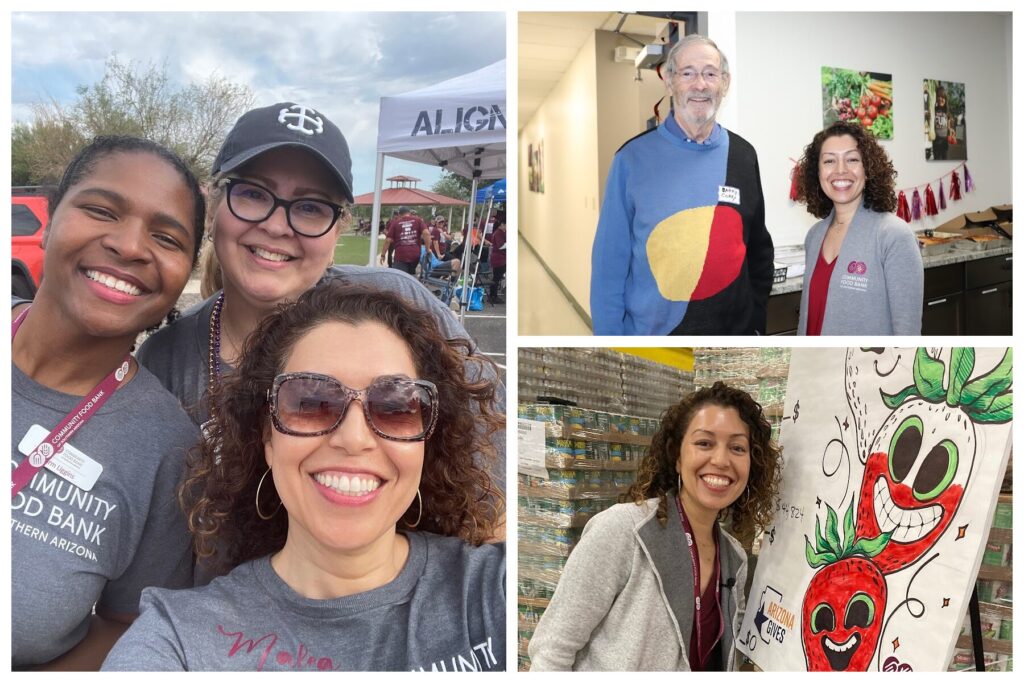 Malea Chavez enjoying HungerWalk in Green Valley, meeting one of the founders of the Community Food Bank and thanking donors on a giving day.